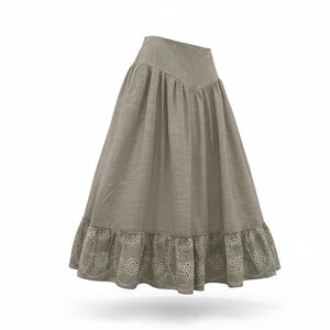 Laffaire Los Angeles Maxi Skirt Womens Large Embroidered Brown White Cotton